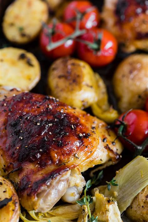 You'll have this meal ready to go before your oven is preheated. Sheet Pan French Dressing Chicken Thigh Dinner | Nutmeg Nanny