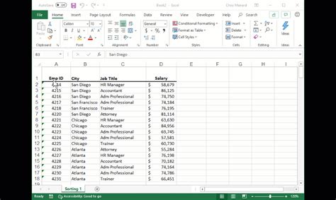 I Have An Excel Sheet With A List Of Cities Job Titles And Their