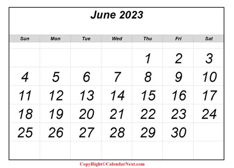 June 2023 Calendar Printable Calendar Next