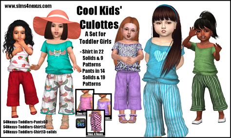 Sims 4 Ccs The Best Cool Kids Culottes A Set For Toddler Girls