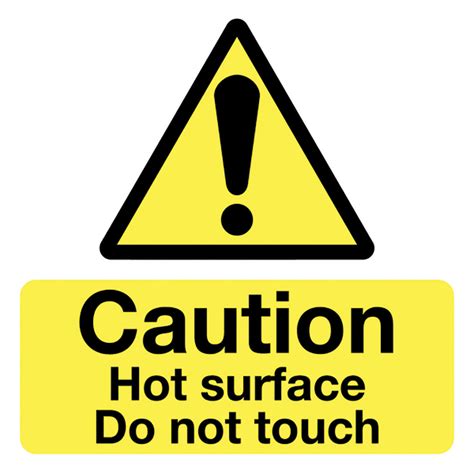 Caution Hot Surface Do Not Touch 50x50mm Self Adhesive Vinyl Pack Of 10