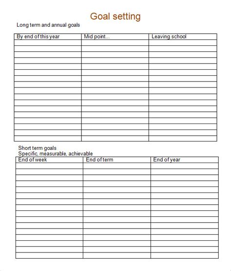 Free 17 Sample Goal Setting Templates In Pdf Ms Word