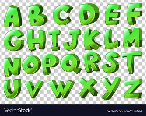 Letters Of The Alphabet In Green Color Royalty Free Vector