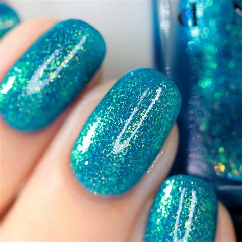 Blue Lagoon Shimmering Teal Holographic Jelly Nail Polish By Ilnp