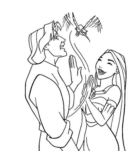 Pocahontas With John Coloring Page Pocahontas And John Smith Play With