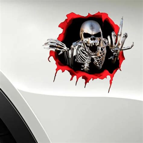 3d skeleton skull car side trunk middle finger decal sticker auto accessories 3 09 picclick