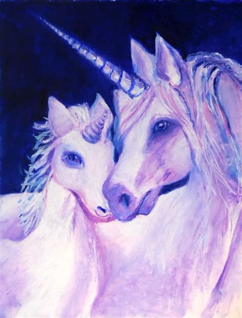 Mama And Baby Unicorn Baby Unicorn Unicorn Photos Oil Pastel