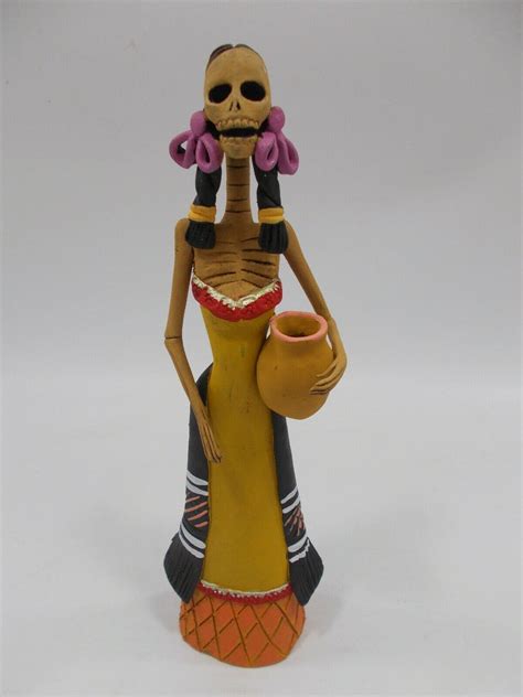Catrina With Clay Pitcher Handmade Sculpture Mexican Day Of Etsy