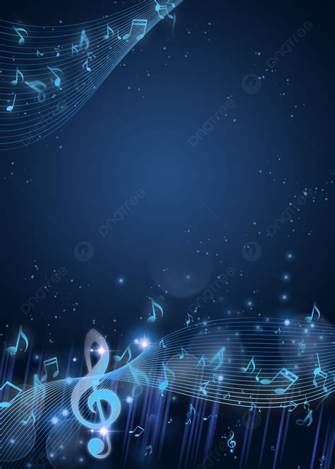 Abstract Minimalist Light Effect Blue Background Of Musical Notes