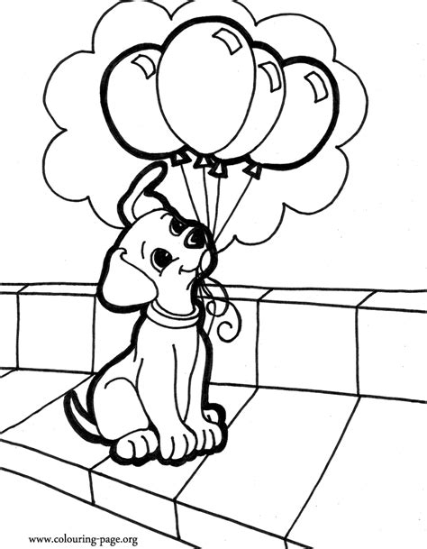 We have collected 40+ cute puppy dog coloring page images of various designs for you to color. Dogs and Puppies - A cute puppy holding balloons coloring page