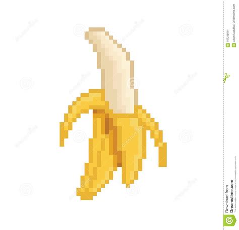 Banana Pixel Art 8 Bit Video Game Fruit Icon Vector Illustration