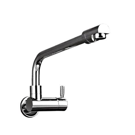 Wall Mount Kitchen Sink Faucet Single Handle Chrome Brass Modern