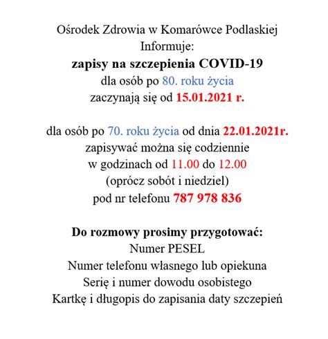 Zapisywać mogą się już osoby w wieku 34 i 35 lat. Rejestracja osób powyżej 80. i 70. roku życia ...