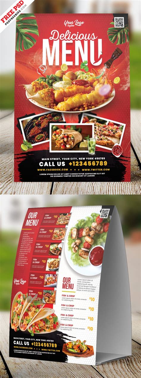 Restaurant Food Menu Table Tent Psd