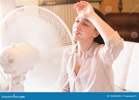 Woman Feeling Hot And Sweating At Home Stock Image Image Of Home