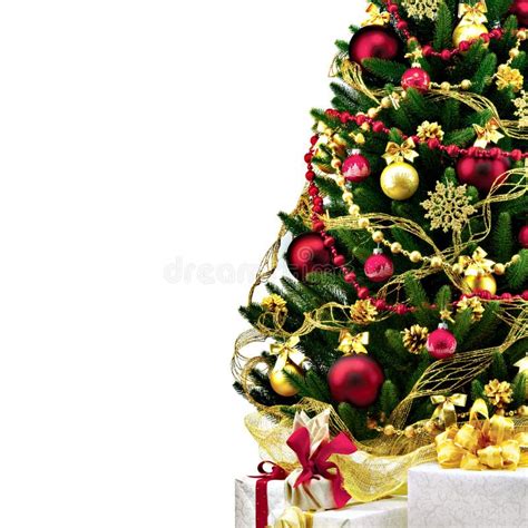 Decorated Christmas Tree On White Background Stock Photo Image Of