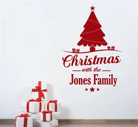 Personalised Merry Christmas Wall Art Sticker Decal Removable Living