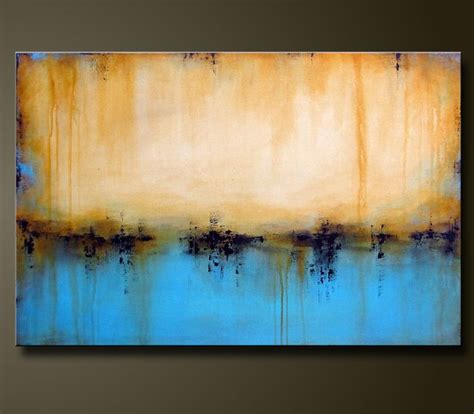 Abstract Painting Contemporary Blue Tan Artist Charlen