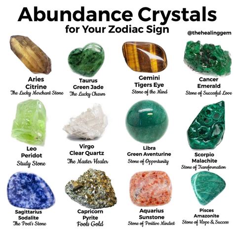 Abundance Crystals For The Zodiac In 2020 Crystals For Manifestation Crystals For Wealth