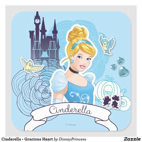 Cinderella Gracious Heart Square Sticker Zazzle Cinderella