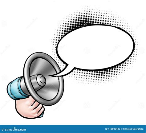 Cartoon Megaphone Speech Bubble Stock Vector Illustration Of Horn