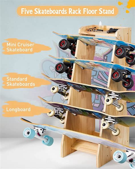 Skateboard Rack Floor Stand Five Layer Skateboard Holder For Deck