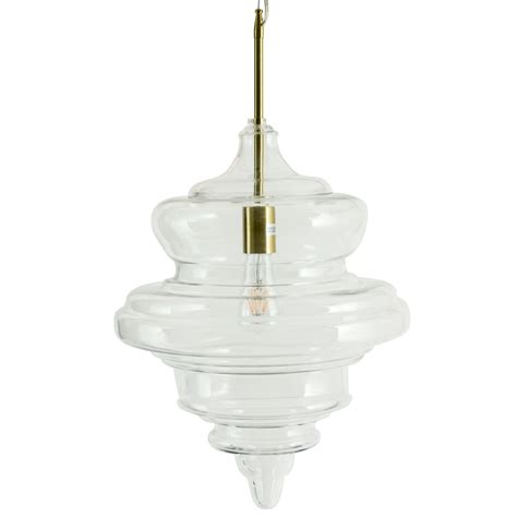Large Shaped Glass Ceiling Pendant With Brass Fittings Glass Ceiling Light