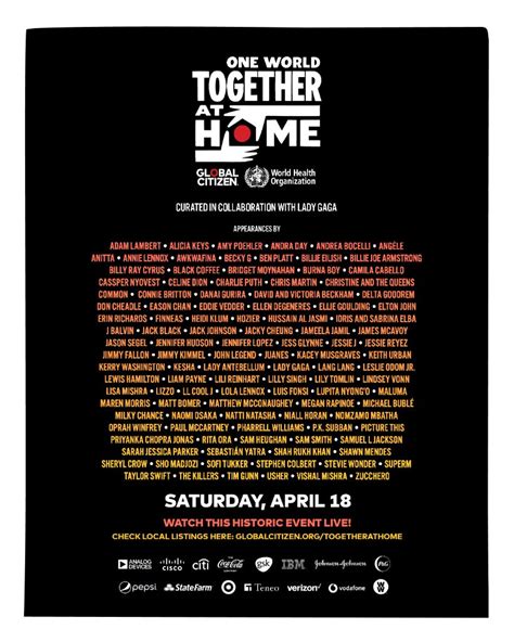 3 449 805 просмотров • 23 авг. Lineup for One World: Together At Home (Live Streaming ...