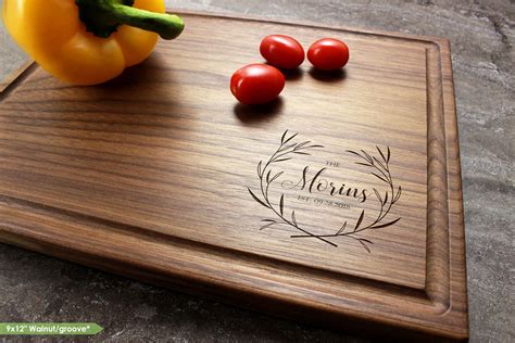 Personalized Engraved Wjuice Groove Cutting Board Custom Wedding