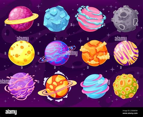 Fantasy Planets Colorful Cosmic Planet Objects For Game Design