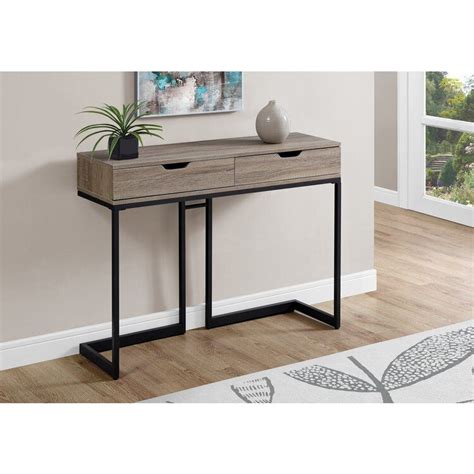 Monarch Specialties Accent Table 42 Inch L Dark Taupe Black Hall