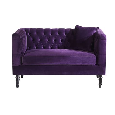 Flynn French Inspired Purple Velvet Upholstered Loveseat Free
