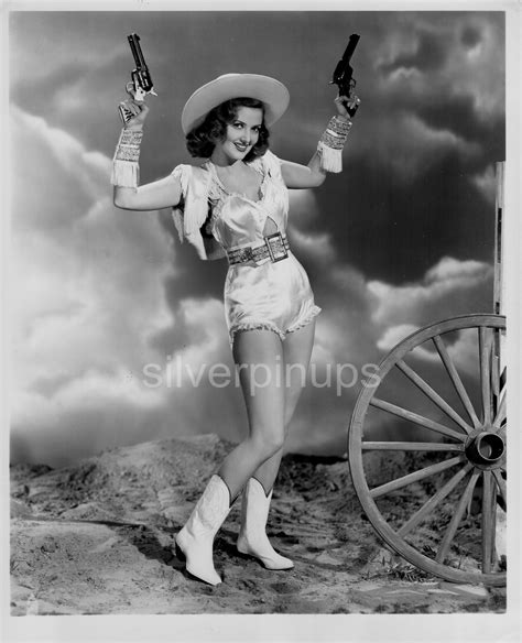 Orig Martha Vickers Sexy Cowgirl Pin Up Portrait With Guns San