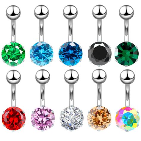 Multicolor Stainless Steel Zircon Belly Button Nail Belly Button Ring