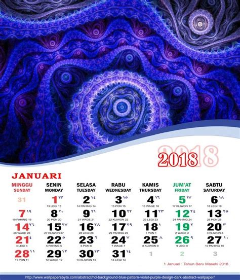Kalender 2018 Indonesia Lengkap Hijriyah Jawa Libur Nasional Cuti
