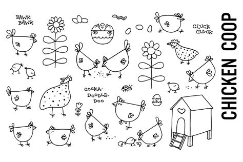 Chicken Coop Doodle Illustrations Illustrations Creative Market