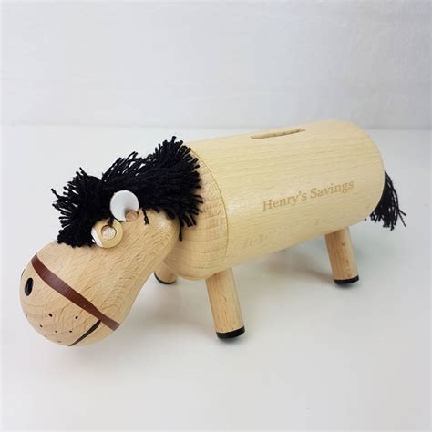 Personalised Wooden Cow Horse Money Box By Meenymineymo
