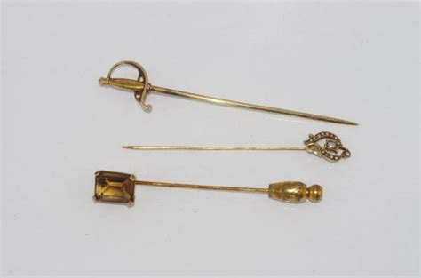 Three 14ct Gold Stick Pins July Auction Day 1 Barsby Auctions