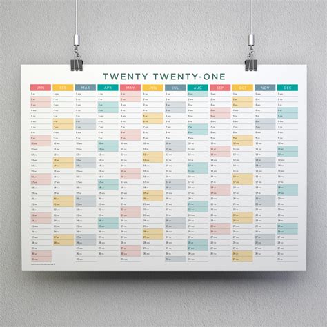 Wall Calendar 2021 Minimal Horizontal Two Creative Blackbirds