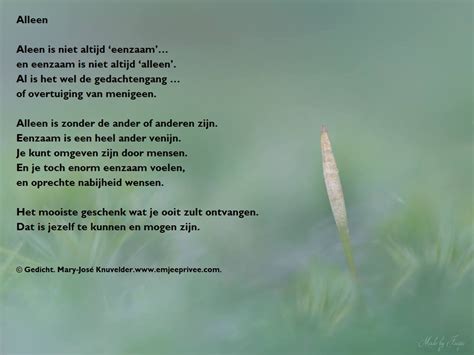 Gedicht Alleen Emjeeprivee