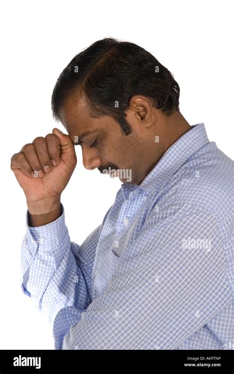 Side View Of A Sad Indian Man Stock Photo Alamy