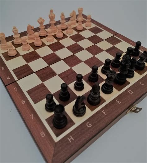 Chess Wooden Set Folding Chessboard Pieces Wood Board Veneer Etsy