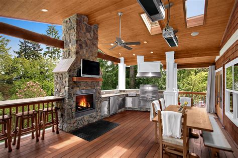 Covered Patios With Fireplaces Design Ideas