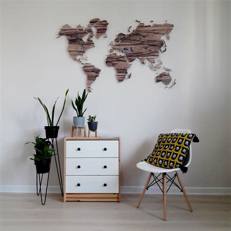 Tigerwood World Map Wood Rustic World Map By Gadenmap Push Pin Travel Map For Wall Decor In