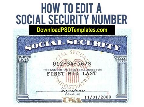 Citizens and some residents to track their income and determine benefits. Social Security Number SSN Template PSD in 2020 | Cards, Passport card, Id card template