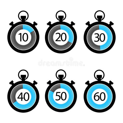 Stopwatch Icon Set Time Clock Blue Stopwatches Set Vector
