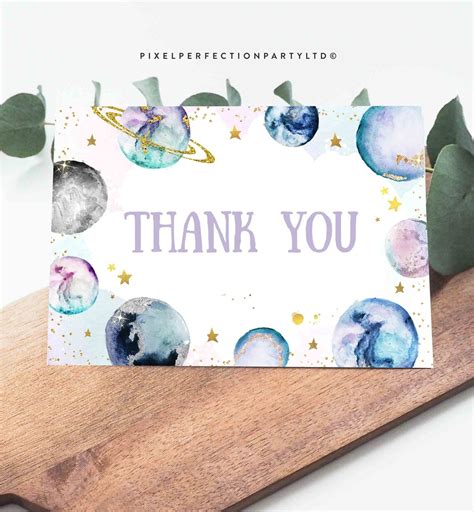 Editable Outer Space Fold Over Thank You Card Outer Space Etsy