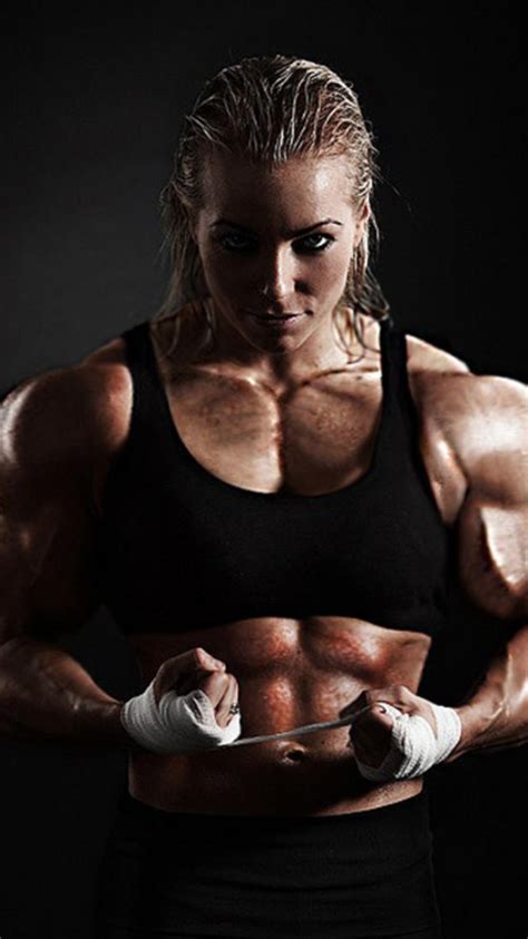Fitness Muscle Motivation Girlpower Bodybuilding Muscular Woman Biceps Flex Abs Muscle