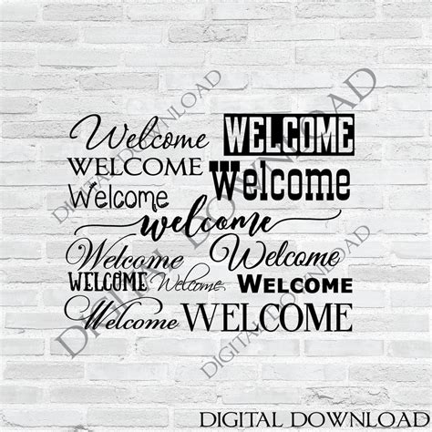 Svg Welcome Design Bundle Welcome Font Vectorized Clipart Etsy