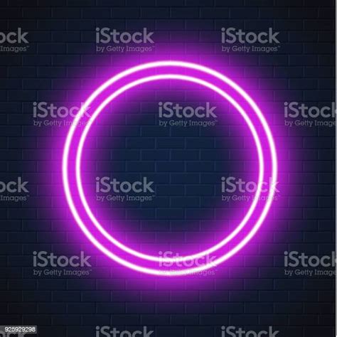 Vector Neon Purple Circle Frame Sign Brick Wall Stock Illustration Download Image Now